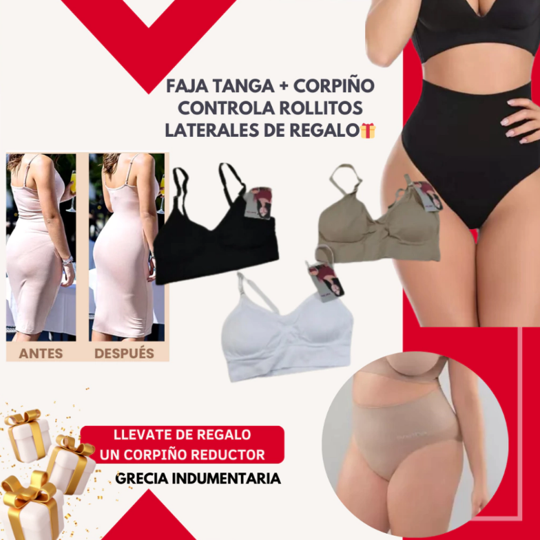 Faja Tanga + Corpiño Controla Rollitos de REGALO